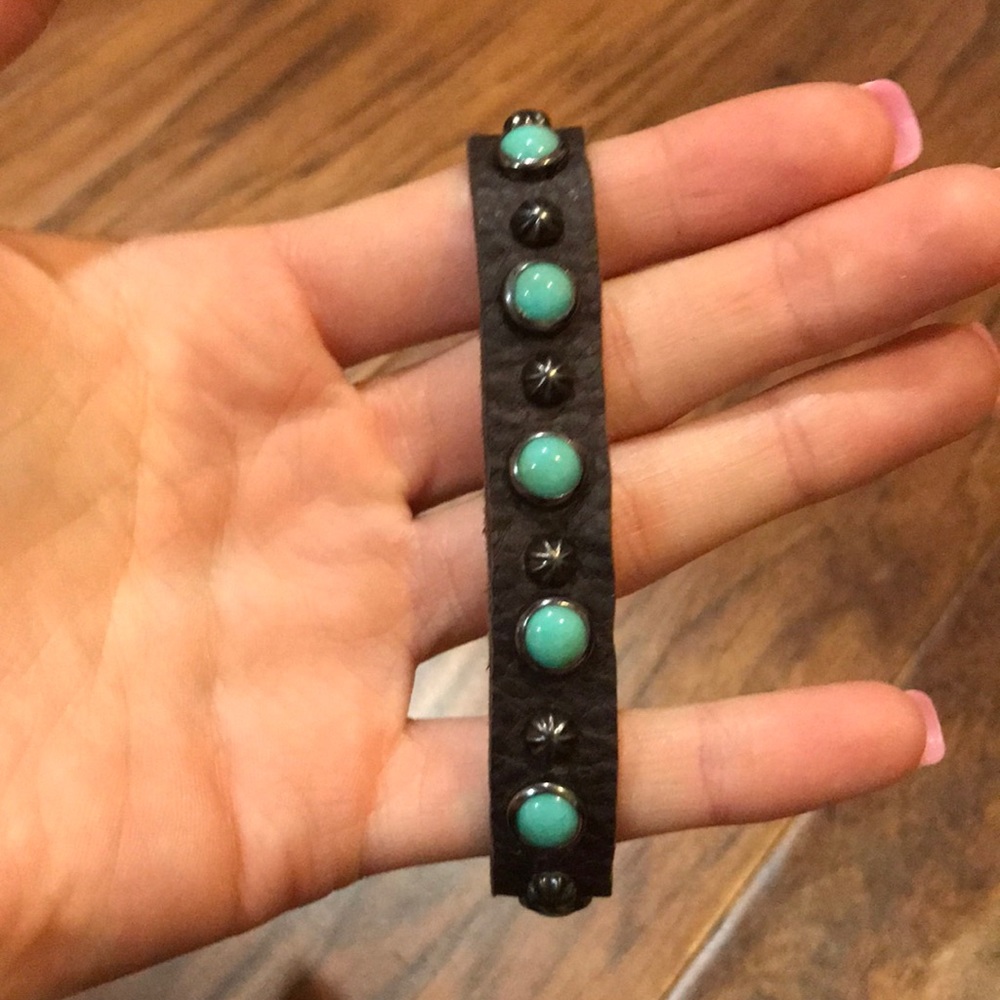 Turquoise beaded on Authentic Leather bracelet